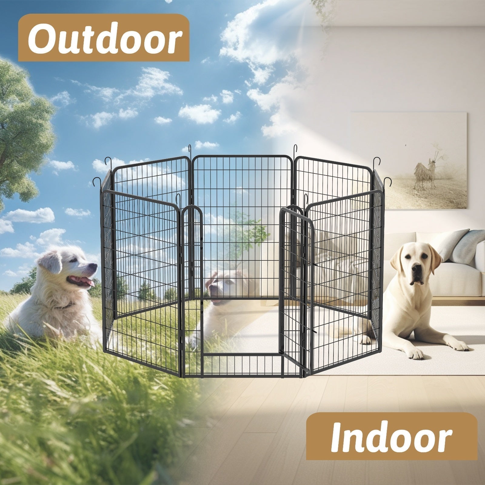 8 panel metal dog playpen