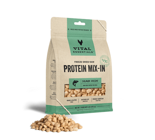 Vital Essentials Salmon Recipe Freeze-Dried Raw Protein Mix-In Mini Nibs Topper For Dogs