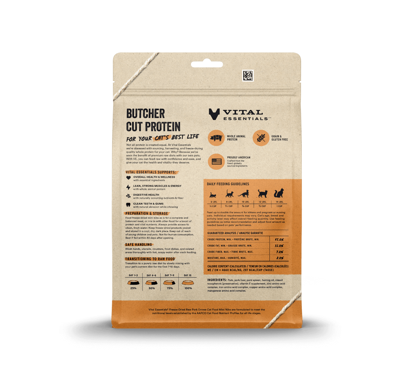Vital Essentials Pork Entree Mini Nibs Freeze-Dried Raw Cat Food