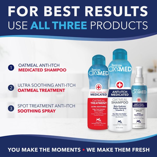 TropiClean OxyMed Medicated Itch Relief Soothing Spray for Dogs