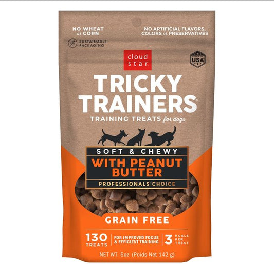 Cloud Star Tricky Trainers Grain Free Soft & Chewy with Peanut Butter Dog Treats